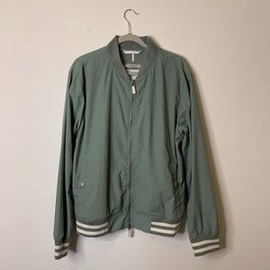 Men's Goodfellow Varsity Bomber Jacket Water-Resistant Teal Sz L